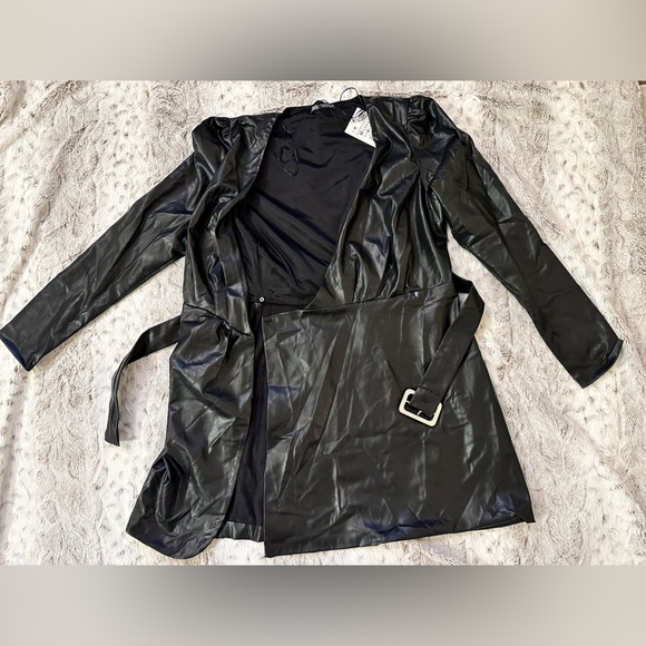 ASOS Black Faux Leather Wrap Dress - Picture 4 of 5